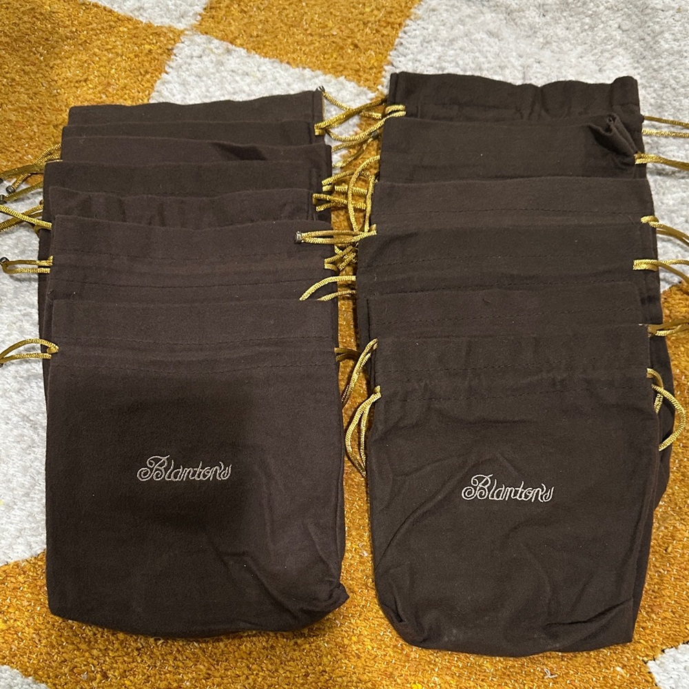 Blanton's Whiskey Drawstring Brown Pouches with Gold Ties - 13 piece bundle